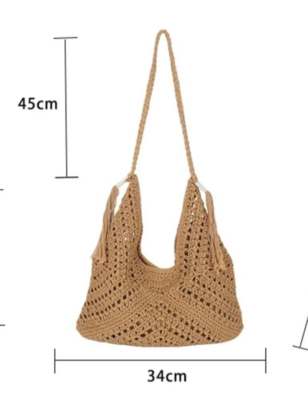 Boho Straw Bags for Women Large Woven Tote Bag Straw Beach Bag Shoulder Bags Pur - Picture 7 of 7